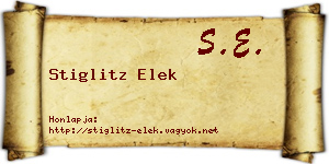 Stiglitz Elek névjegykártya